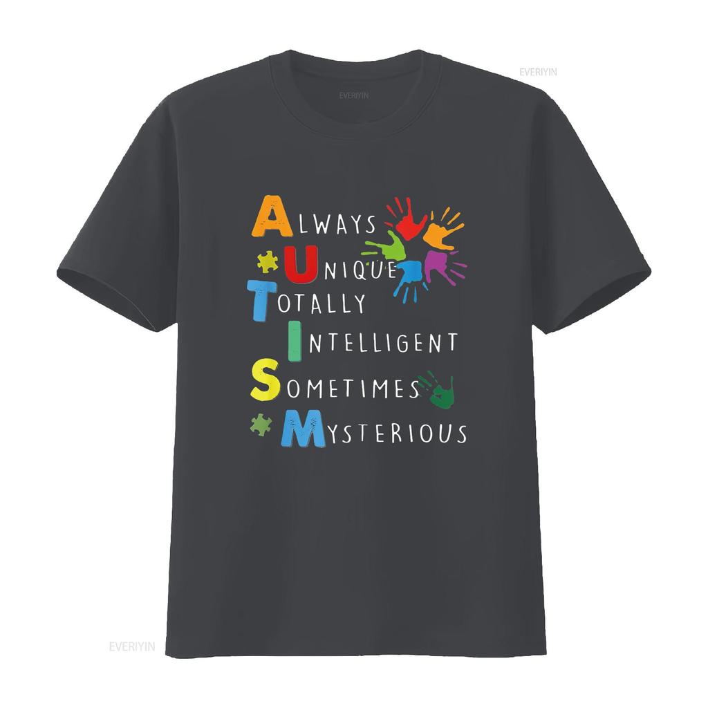 Autism Always Unique Totally Intelligent Sometime Mysterious T Shirt Vintage Washed Soft Homme Unisex Casual Stylish