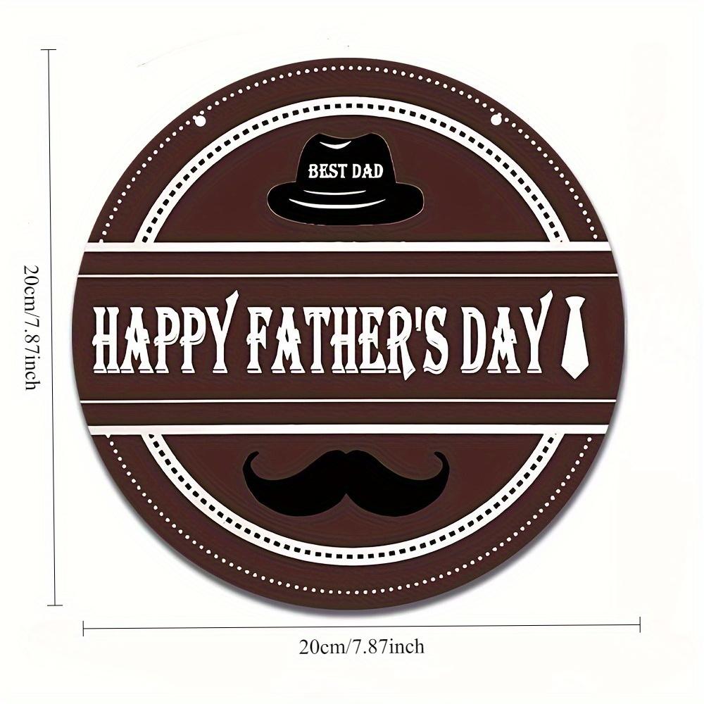 

2d flat 20*20cm Vintage Happy Father S Day Wooden Sign - Round Wall Decor with Beard & Top Hat Design, Perfect for Home, Office, or Party Ideal Gift 20*20cm