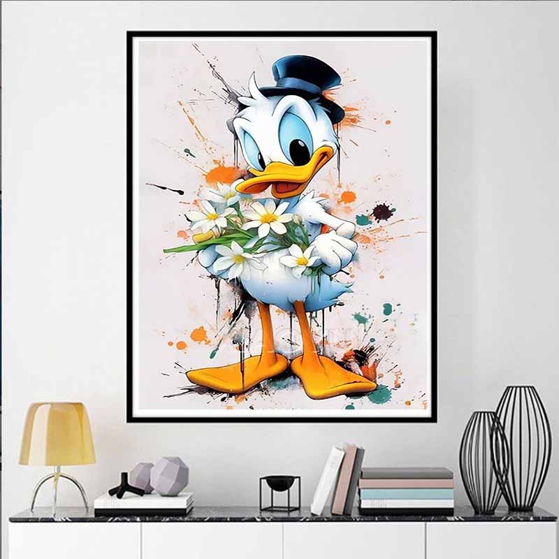 Disney 5D DIY Diamantmalerei Dekorationen Donald Duck Aquarell-Blumenstrauß Thema Kunstmalerei Diamantstickerei Strass Kreuzstich Set Handgemacht