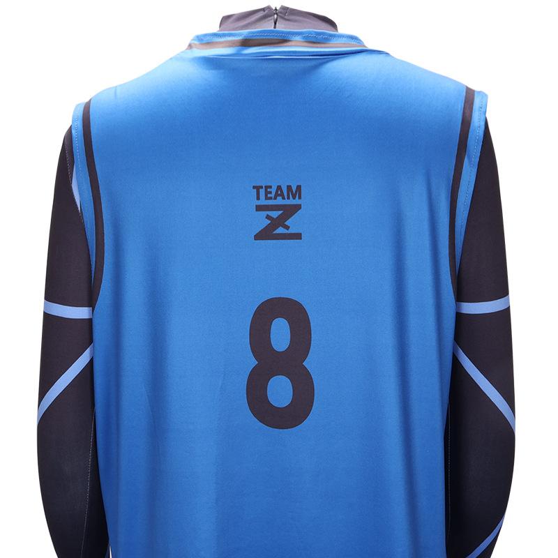 Bachira Meguru Cosplay Costume Anime Blue Shorts Jersey Football with Black Bodysuit Club Sportswear Jumpsuits Set for Men Women