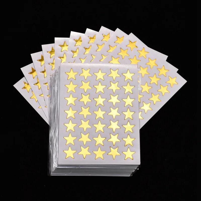 

10 Sheets/pack Different Colors Stars Stickers Gold-Plated Glitter Sticker Mother Teacher Praise Label Stickers Journal золотой