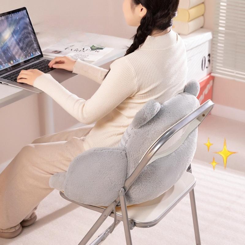 Cute Cartoon Half Surrounded Backrest Integrated Cushion Office Seat Pads Plush Tatami Backrest Mats Comfortable and Reliable Anti Slip Seat Cushions