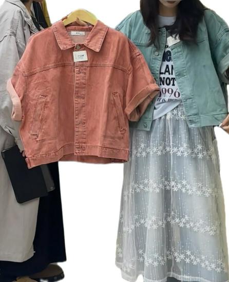 

Весна/Лето Новинка Корейский стиль Большой размер Повседневная Ретро Красочная Джинсовая куртка с коротким рукавом для женщин One Size розовый