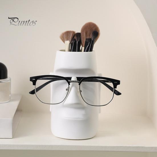Creative Desktop Storage Abstract Face Statue Eyeglass Holder And Pen Holder, Modern Art Home Office Organizer Desk for Office, Decor, Makeup