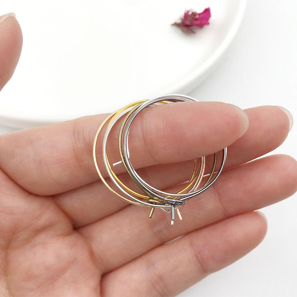 20-35mm Nine Character Earring Ring Ear Coil Iron Plated Round Wine Glass Earring Ring 100pcs/lot DIY Bead Earring Accessories