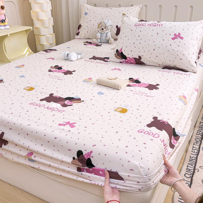 1pc Washed Cotton Bed Sheets with Elastic Single/Queen/King Cartoon Style Fitted Bed Sheet sabanas matrimoniales Sheets for Bed