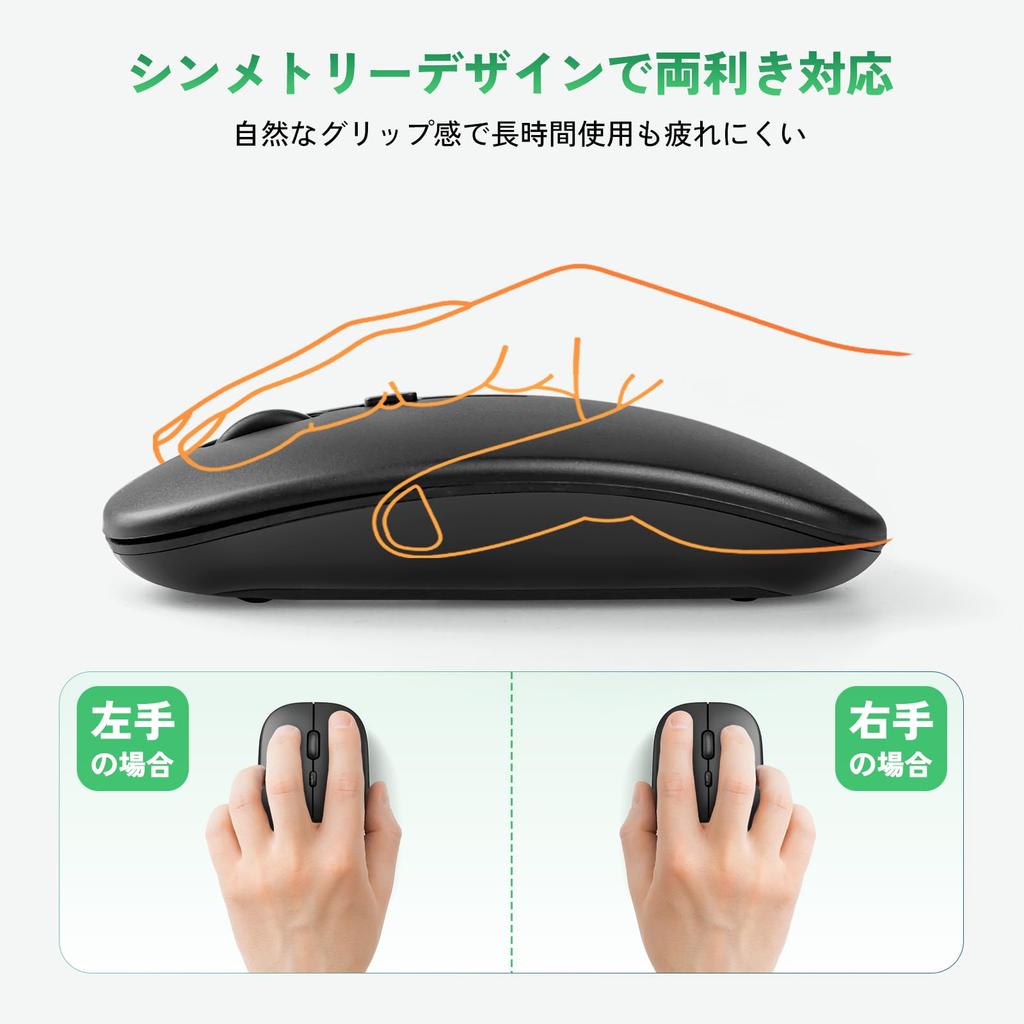 MENTUME Bluetooth 5.2 Wireless Mouse - Silent, Slim, Lightweight, Symmetrical Design, Ambidextrous, High Sensitivity, Compatible with