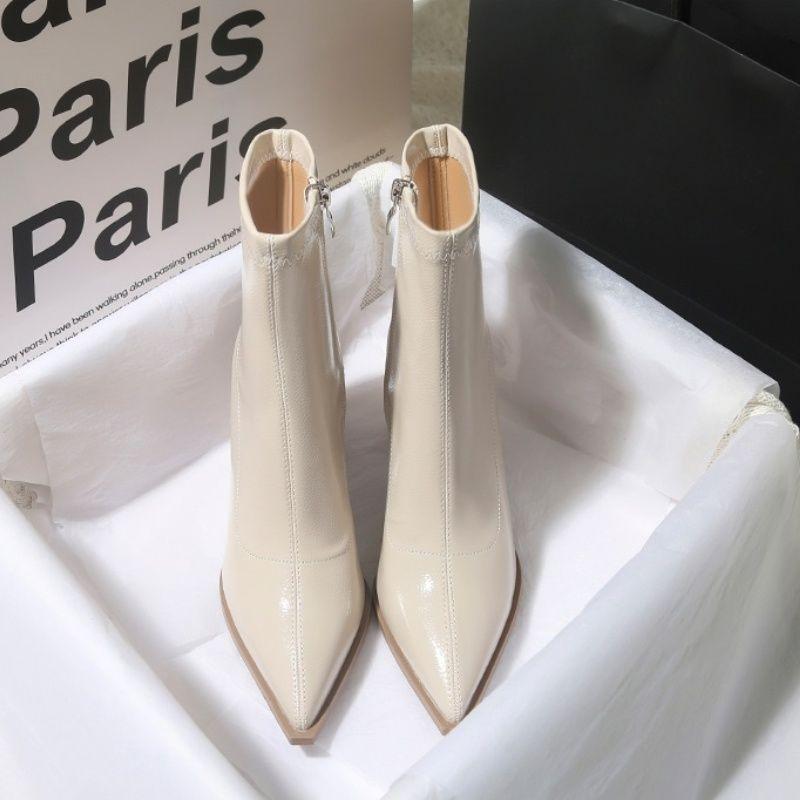 Pointed High Heels Women's Ankle Boots Korean Short Boots Feel Small Thick Heel Small Advanced Daily Leisure