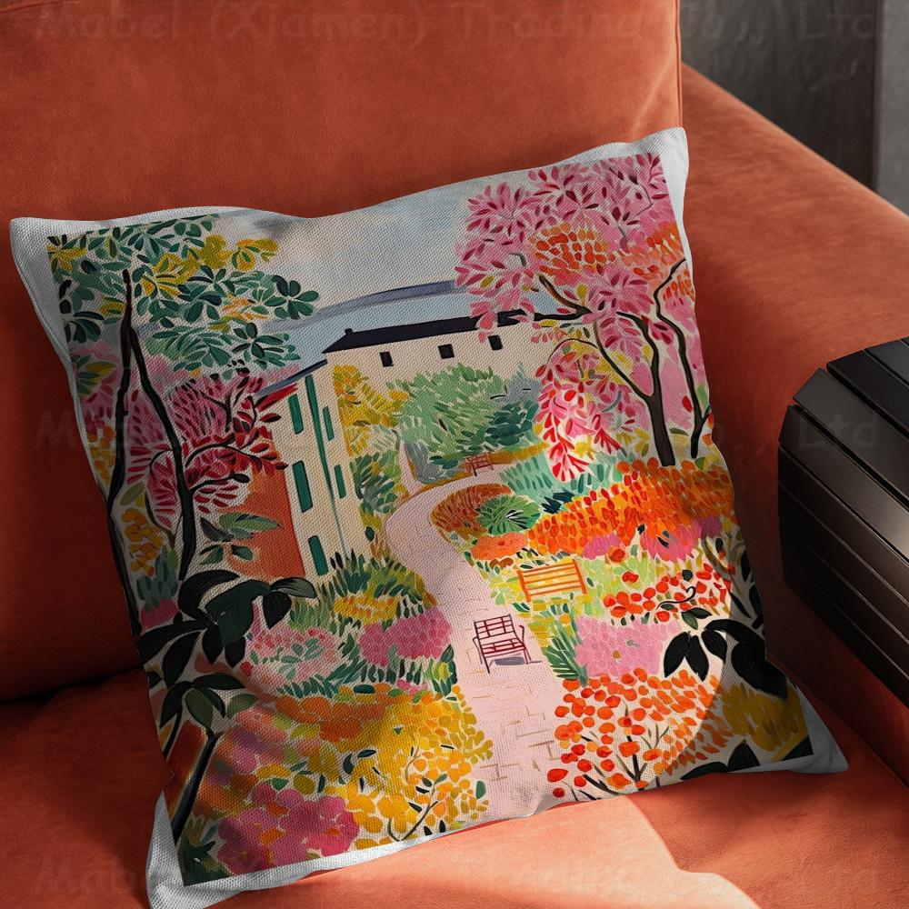 Květinová zahrada Barevný umělecký tisk Polštář Dárky Domácí kancelářské vybavení Ložnice Pohovka Potah na polštář do auta pouzdro 45x45cm