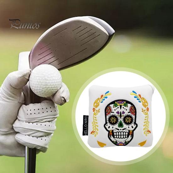 Mallet Putter Cover Magnetic Mallet Golf Club Cover Unique Skull Printed Golf Putter Headcover Blade Putter Protection Golf Accessory