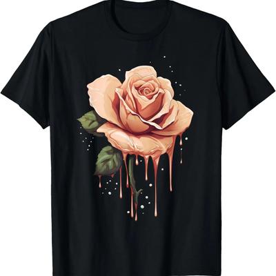 Melting Rose Flower On Dripping Rose T-Shirt