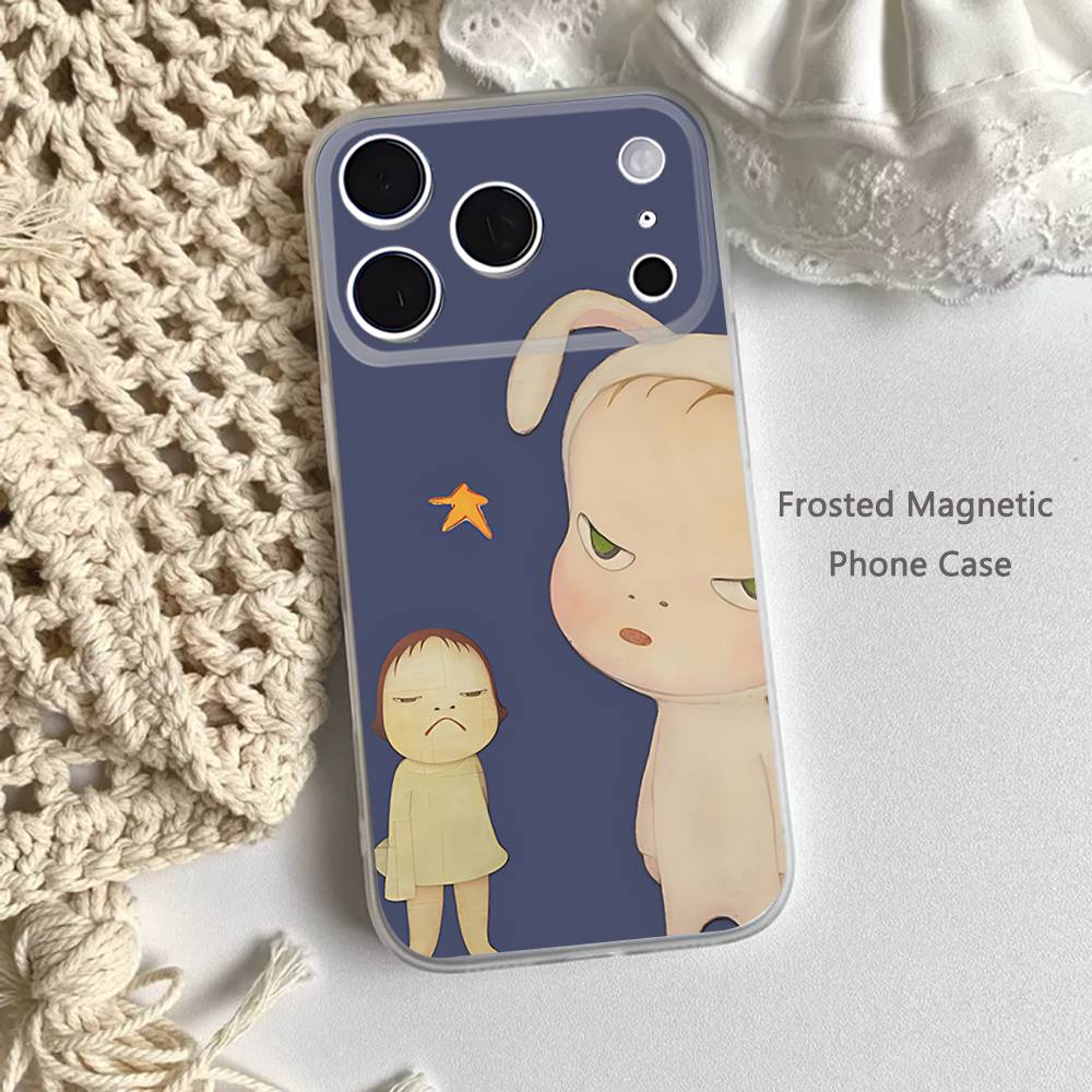 Paintings Art Yoshitomo Nara Frosted Clear Magnetic Case for iPhone 17,16,15,14,13,12,11 Pro,Max,Plus,Mini,Air,E