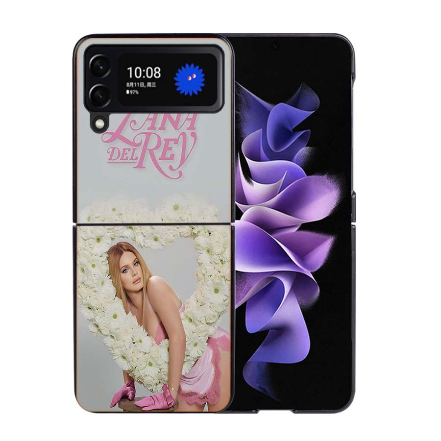 Singer Lana D-Del Rey Phone Case For Samsung Z Flip 7 6 5G Galaxy Z Flip4 Z Flip5 Z Flip3 Coque Black Hard PC Shell Protective C