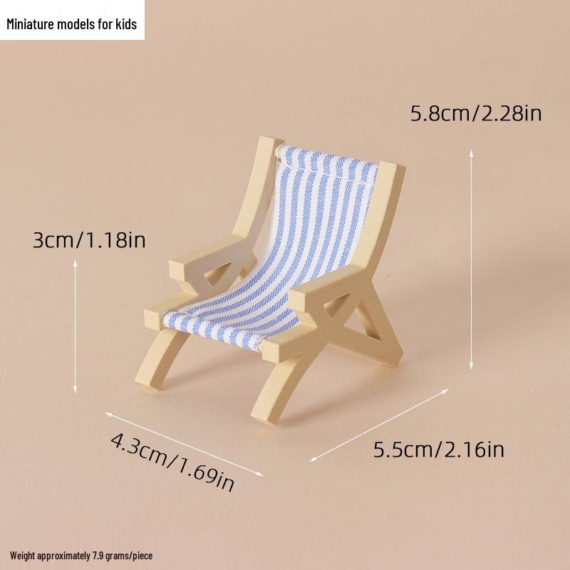 Beach Chair Model Miniature Furniture for Dollhouse Outdoor Lounge Scene Accessories