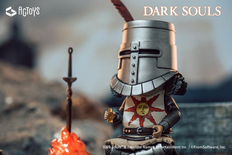 Emu Toys Dark Souls Figura de Ação Deformada Guerreiro da Figura de Ação Solaire, Sol, PVC/ABS Pintado Pré-pintado