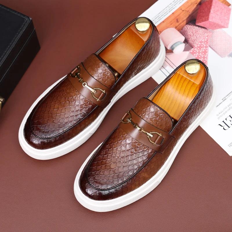 Men's Casual Leather Shoes Men Classic British Style Monk Loafers Mens Slip-on Outdoor Flats Driving Shoes Botas Para Hombre