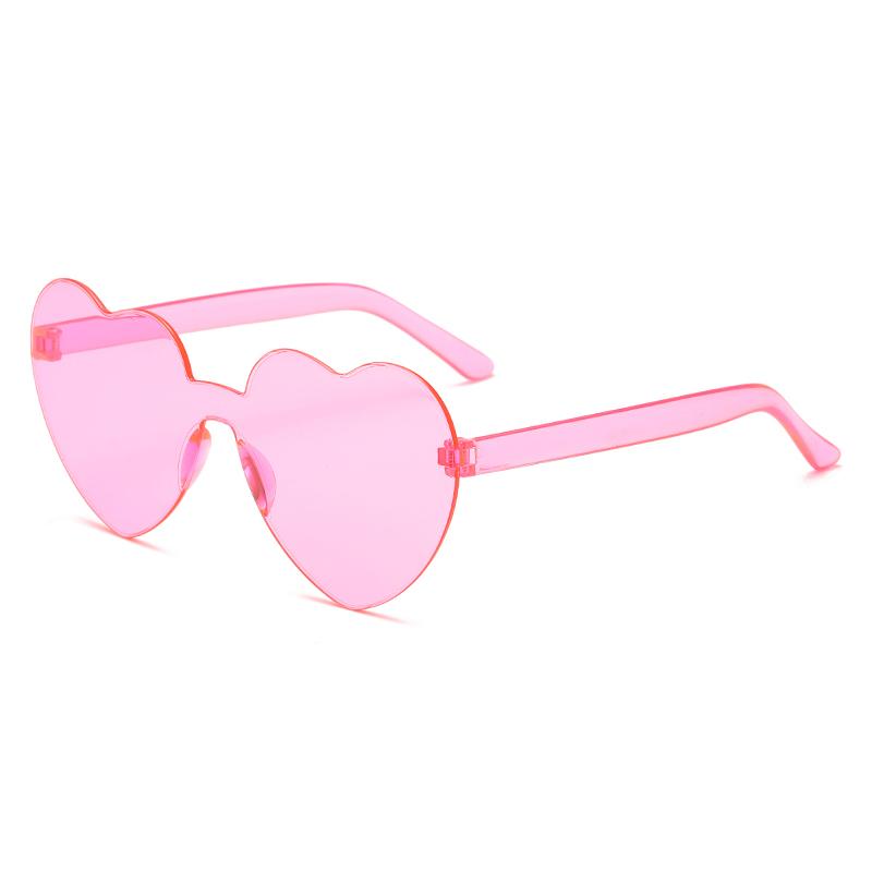 New Fashion Candy Heart Sunglasses Women Gradient Color Integrated Sun Glasses Personality Frameless Design Female