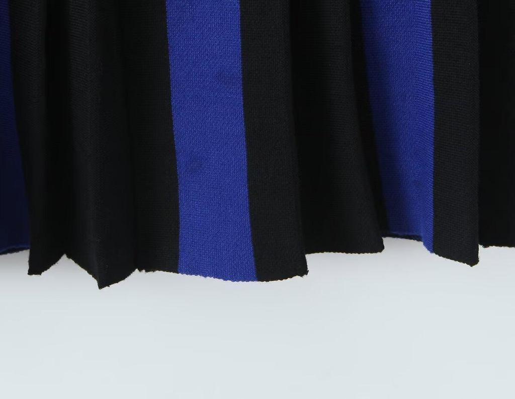 2025 Women's Knit Color Block Striped Pleated Half Skirt