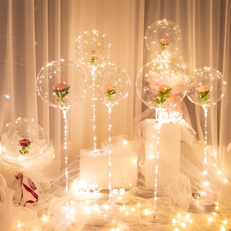 10Pcs 8-36inch Bobo Transparent Balloons 9 Sizes Helium Inflatable Balloons Christmas Wedding Birthday Party Bobble LED Balloon