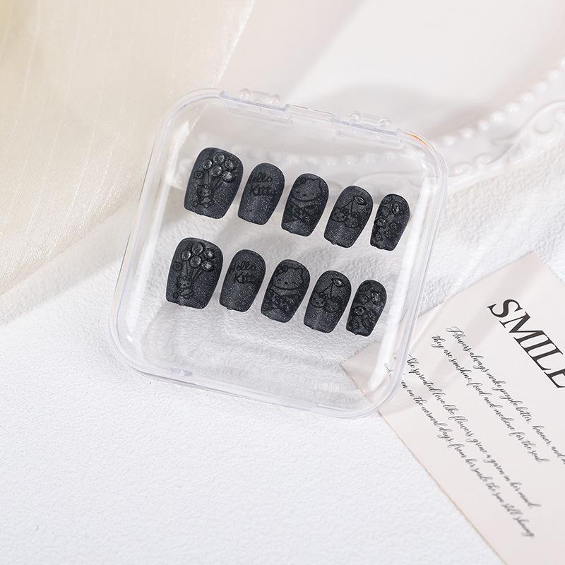 Handmade Student Style Wearable Nail Tips - Fresh, Cute, Detachable, Short Oval Design for 2026