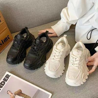 2025 Summer New Fashion Platform Lace-up Dad Shoes Casual Sports Single Shoes Round Head Lace-up Women's Shoes