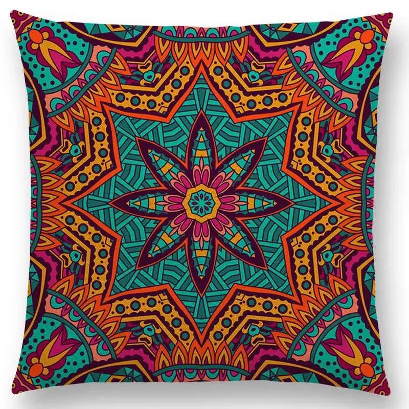 Newest African Animal Symbol Block Pillow Case Boho Geometric Floral Pattern Paisley Mandela Flowers Cushion Cover