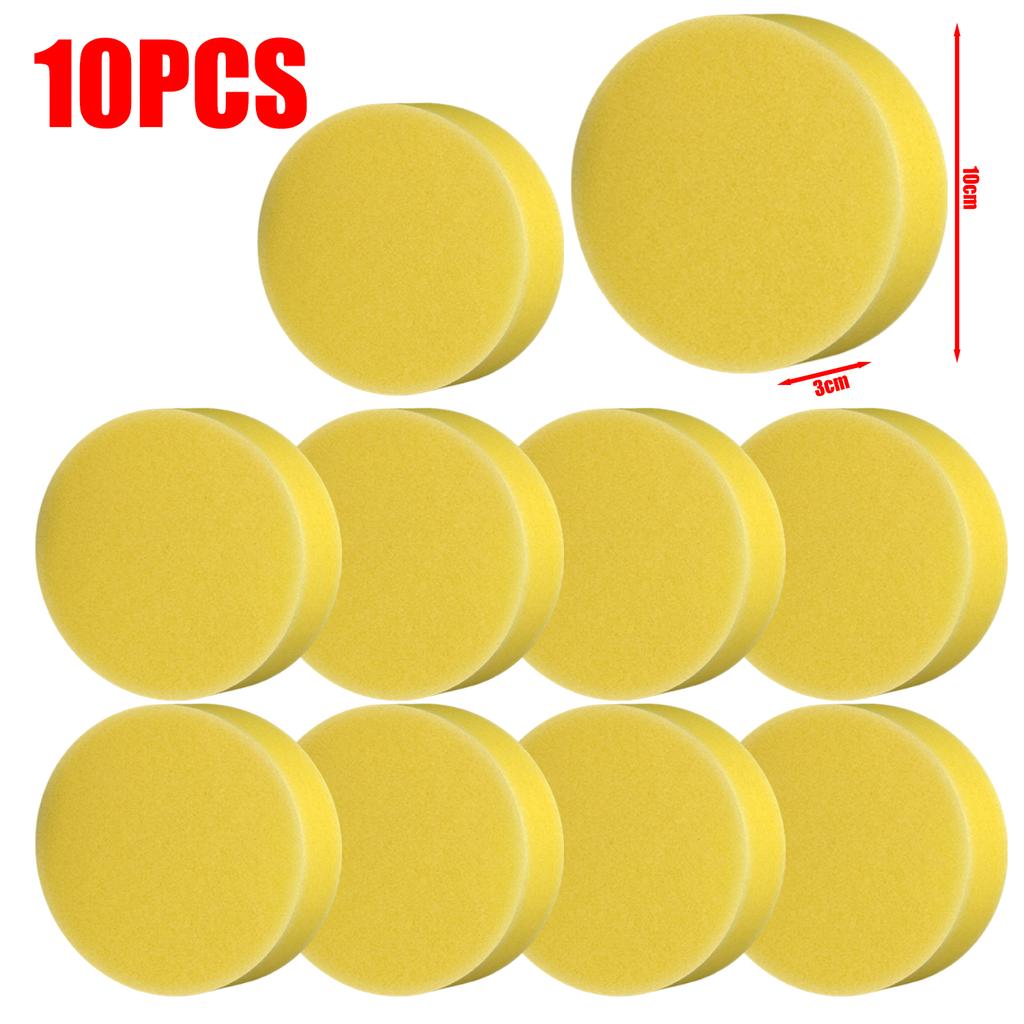 Car Waxing Polish Wax Foam Sponge Yellow Round High Density Applicator Pad Cleaning Sponge Auto Detail Washing Car Cleaning Tool