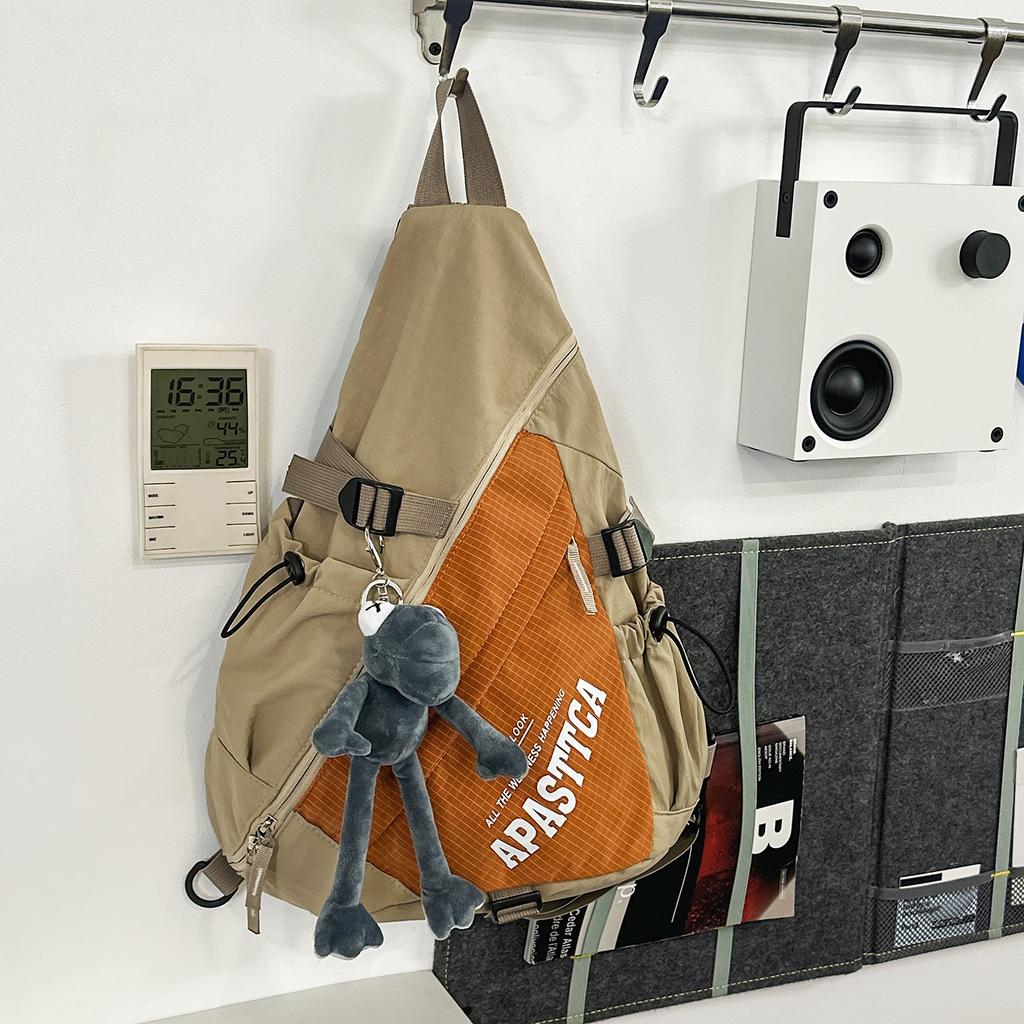 Schoolbag Japanese Workwear Fan Lightweight Niche Triangular Crossbody Bag Couple Outdoor Outing Hiking Backpack