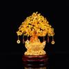 Small Citrine Money Tree Figurine: Lucky Tree Home Decor with Golden Ingots for Wine and TV Cabinets.