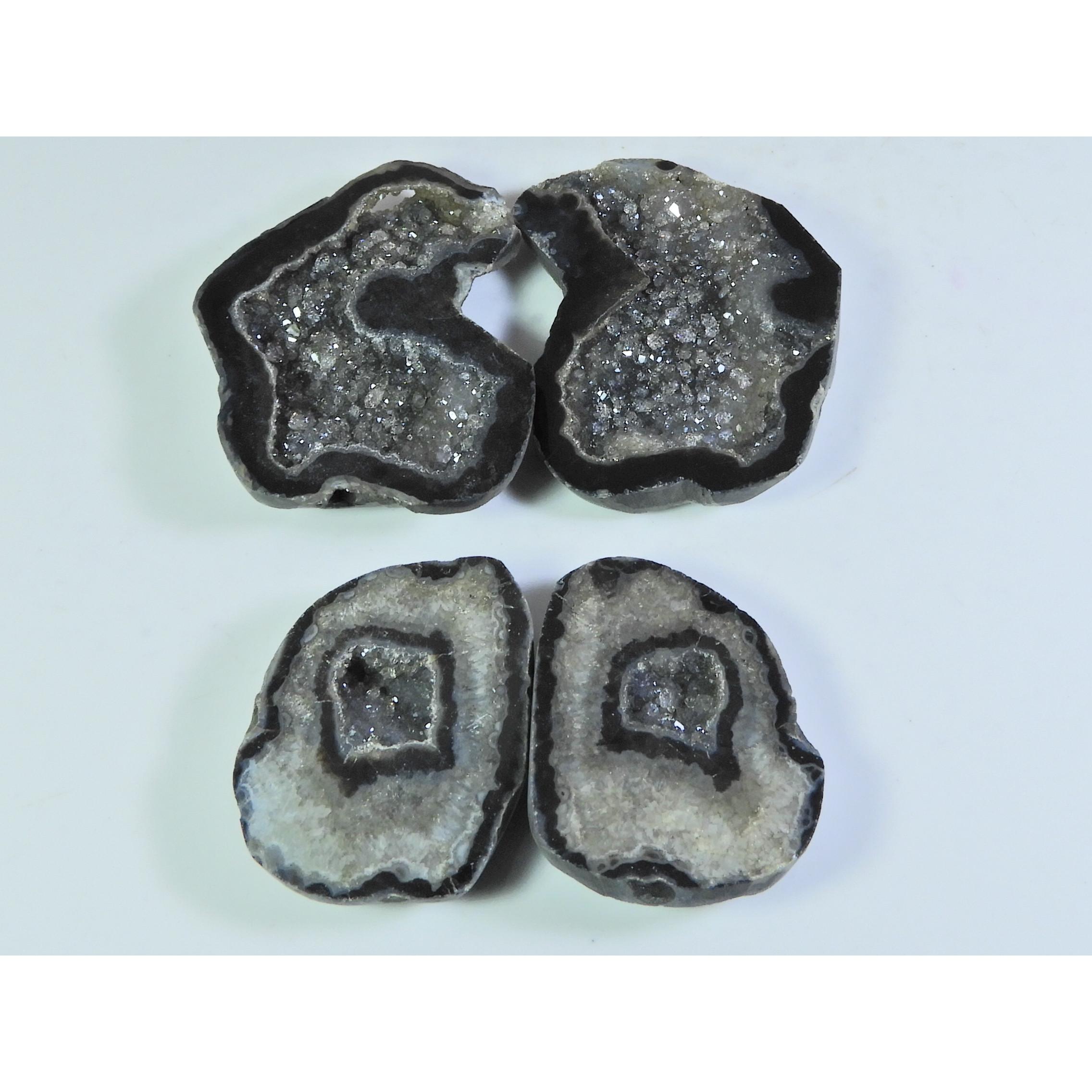 

Dyed Slice Druzy Agate Matched pair Cabochon Loose Gemstone 2Pair Lot 229Cts A-734