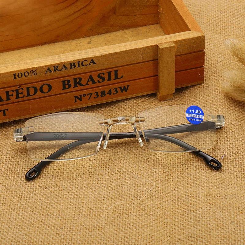 Anti Blue Light Blocking Rimless Reading Glasses Women   Square Frameless Presbyopic Glasses Diopters +1.0 1.5 2 2.5 4.0