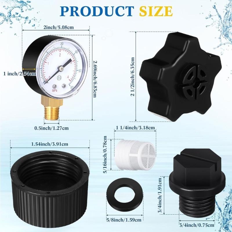 Plastic Drainage Cover Pump Cover Pool Pump Accessories Pressure Gauge Replacement Gasket for ECX270861 SX180LA Models