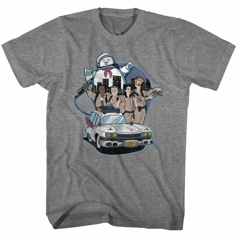 The Real Ghost Busters Cartoon Ecto-1 Cast & Stay Puff Marshmallow Men s T Shirt 4XL
