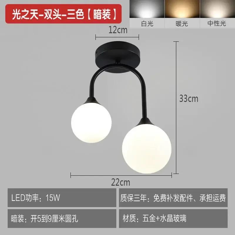 Nordic Glass Ball LED Ceiling Light Lamps For Aisle Corridor Balcony Hallway Bedroom Clockroom Home Decoration Indoor Lighting