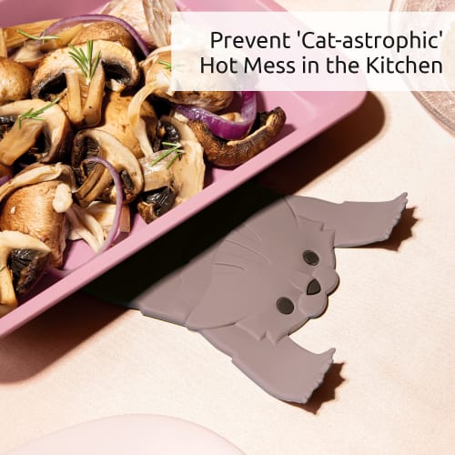 OTOTO Scaredy Cat Silicone Pad, Kitchen Countertop Silicone Trivet, Non-Slip Heat-Resistant Mat for Air Fryers, Hot Pot Holder, Large Silicone Trivet