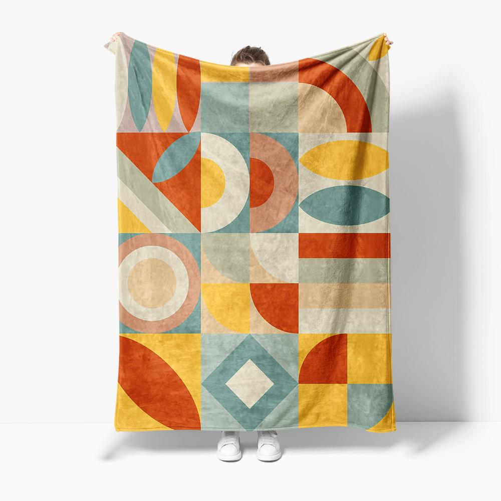 Geometric Pattern Blanket Sofa Bed Throw Soft Warm Decorative Throw Blanket for Living Room Bedroom Kids Gift 75X95CM