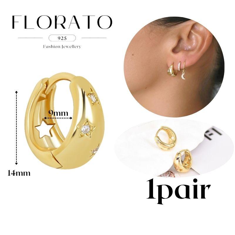 Perforation 925 Silver Ear Needle Minimalist Hoop Earrings Metallic Gold Earrings For Women CZ Fashion Jewelry