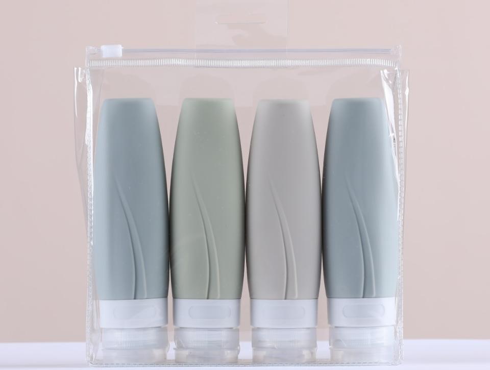 Sticle portabile de călătorie Leeseph, recipiente de călătorie din silicon fără BPA, tuburi reîncărcabile storcibile pentru pachet de 4