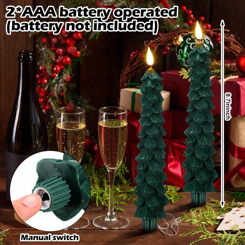 Paraffin Wax Christmas Tree LED Candles Battery Operated Atmosphere Lamp  Dinner