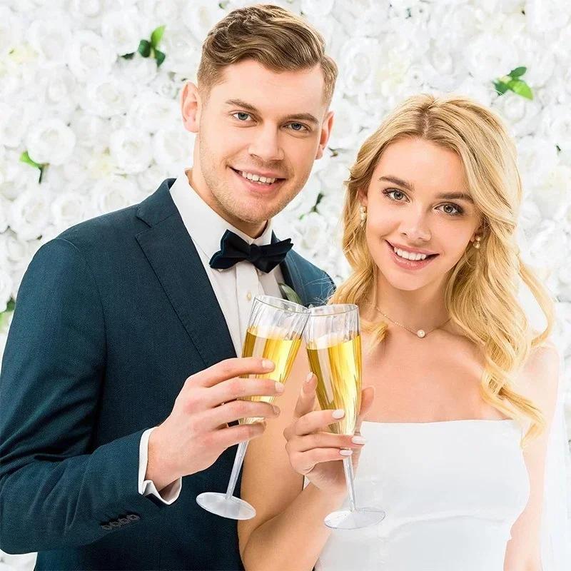 8/16Pcs Plastic Champagne Glasses Disposable Clear Cups Wedding and Party Celebration Cocktail Wine Glasses Picnic Bar Tools