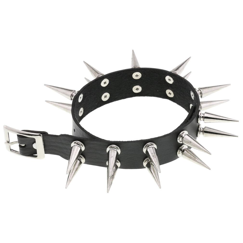Dlouhý špičatý chokrový obojek pro ženy muže černá PU kůže Goth Emo Doplňky Punk Chocker Gotický náhrdelník Cosplay šperky