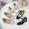 2026 Spring New Girls Leather Shoes Children's Princess High Heels Black White Girls Wedding Party Dance Shoes 26-38