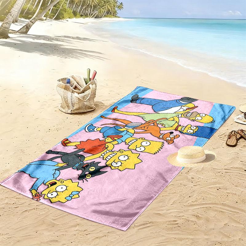 The Simpsons Cartoon Poster Print Beach Towel, Large Soft Quick Dry Towel for Beach Camping Swimming