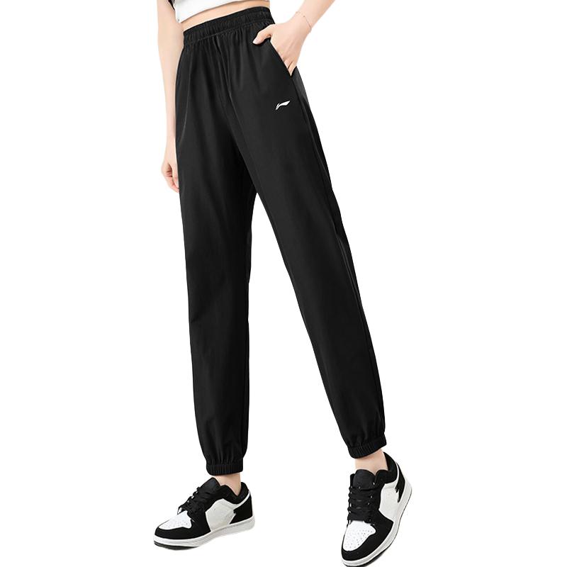 Li-Ning Casual Comfortable Lightweight Breathable Knitted Sports Pants Women bottoms Black YYKU126-1