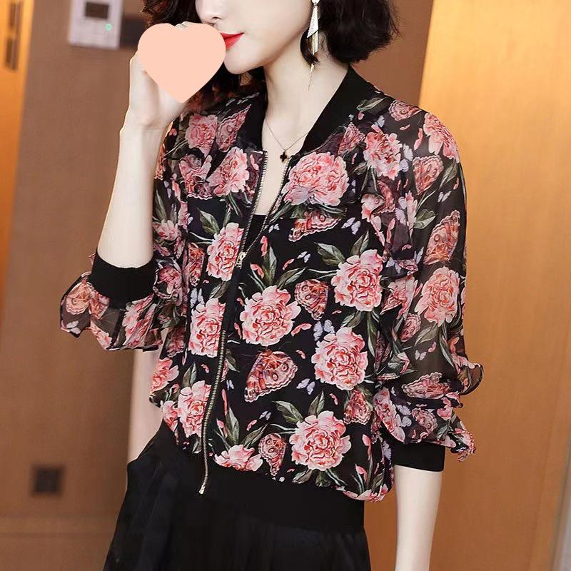 

Women s Spring/Summer 2026 Loose Fit Printed Baseball Jacket with Sun Protection 4XL