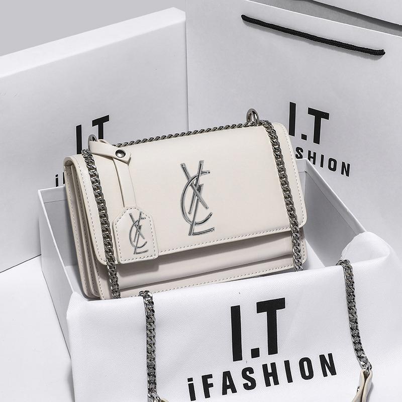 Bolso de cuero de álamo, nuevo bolso bandolera versátil de verano para mujer, bolso de cadena, bolso cuadrado pequeño de alta gama para mujer