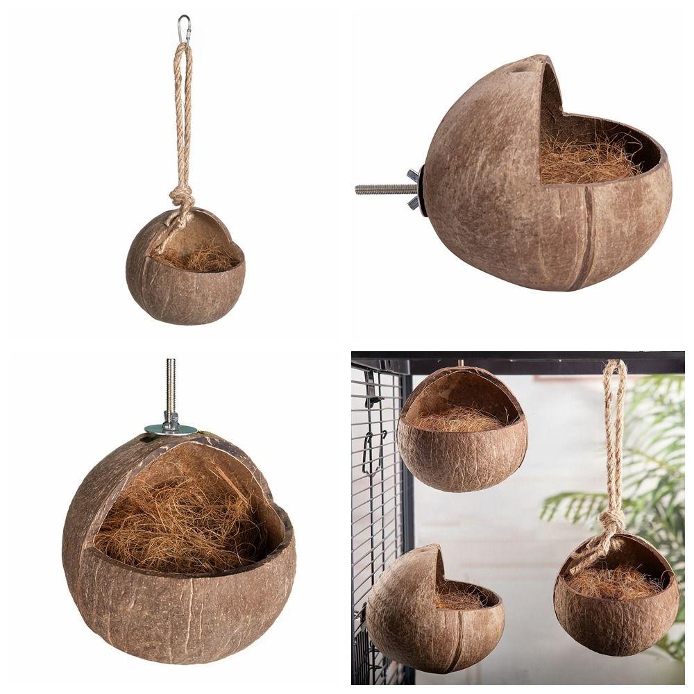 Handmade Hanging Bird Nest Craft Birdhouse Cage Habitats Coconut Shell Bird House  Bird Supplies