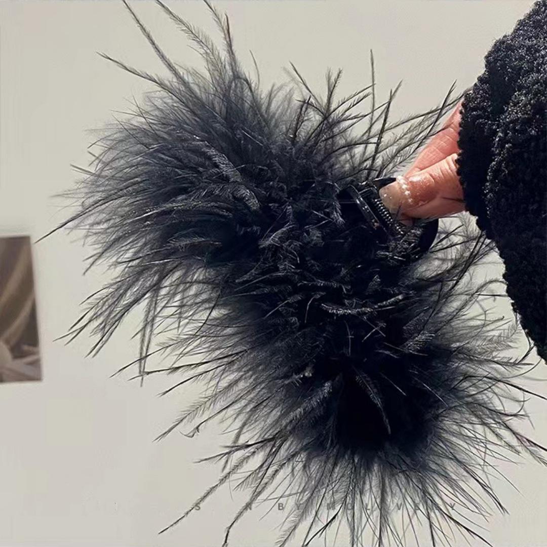 

Висококласна шпилька для волосся з пір я страуса для жінок - Пухнастий казковий кліп-акула для волосся, аксесуари для голови