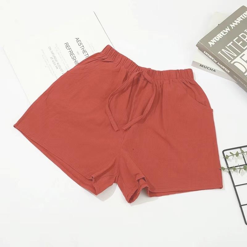 

2022 Women s High-Waisted Cotton Linen Casual Wide-Leg Korean Style Slimming Summer Shorts Medium brick червоний колір