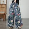 plus size Vintage floral high waist casual loose long Women Spring summer autumn jeans denim wide leg Pants